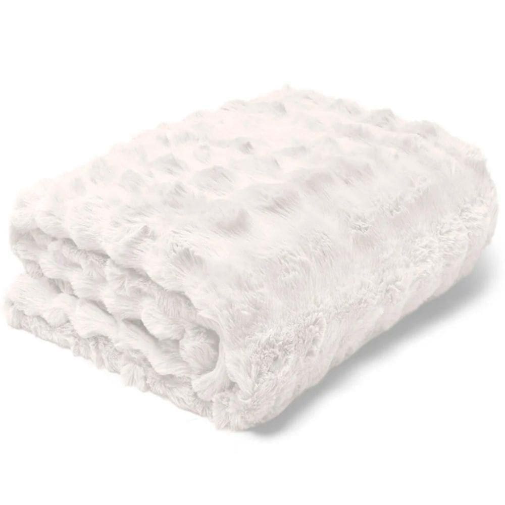 Manta Buettner Casal Microfibra 100% Poliéster Flannel Aspen 2,20mx2,40m Branco