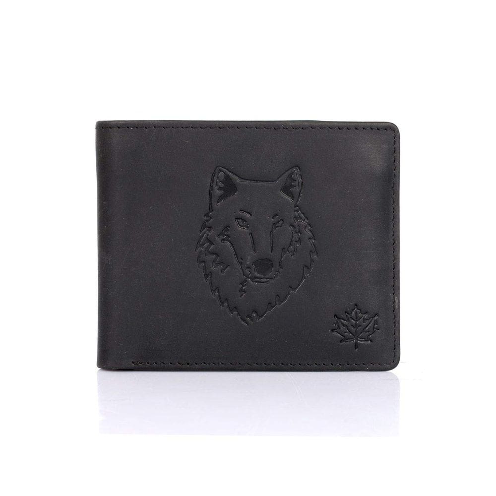 Carteira masculina Karla Hanson de couro com bloqueio de RFID Black Wolf