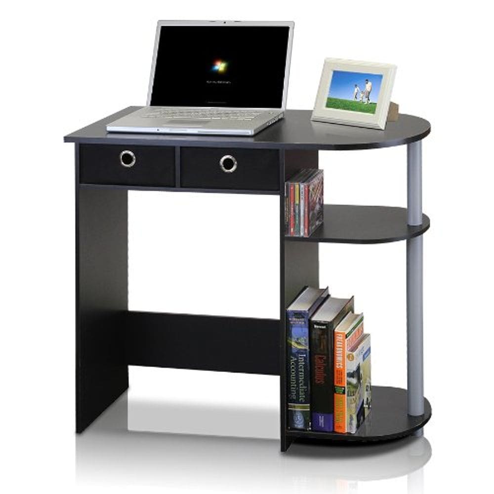Desk Furinno Go Green Home Laptop com 2 caixas de gavetas preto/cinza