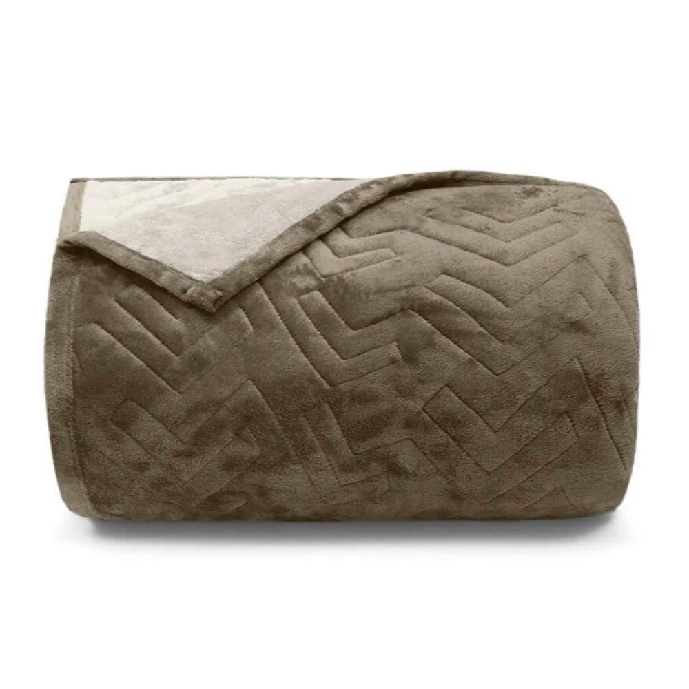 Cobertor Buettner Casal Flannel Plush 100% Poliéster Dupla Face 220mx240m Chocolate Escuro / Chocolate Claro