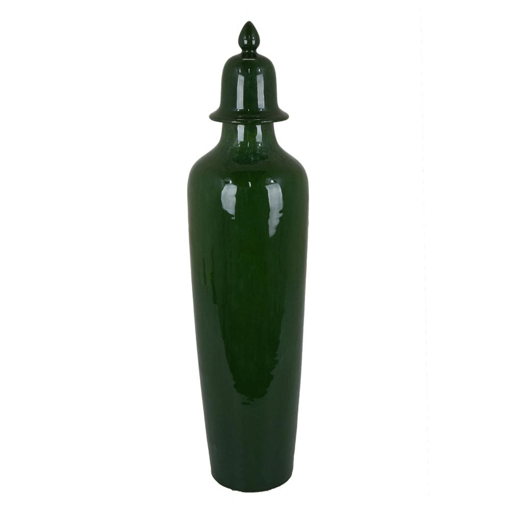 Jarra Benzara Jesi Jarra Temple de cerâmica verde com tampa 74 cm