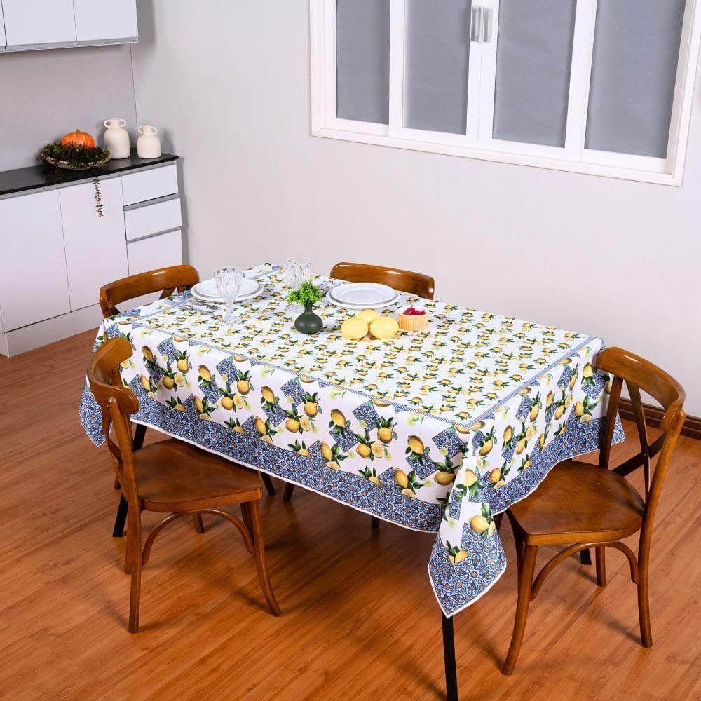 Toalha De Mesa Estampada Allegra 1 Peça 4 Lugares 100% Poliéster - Limão