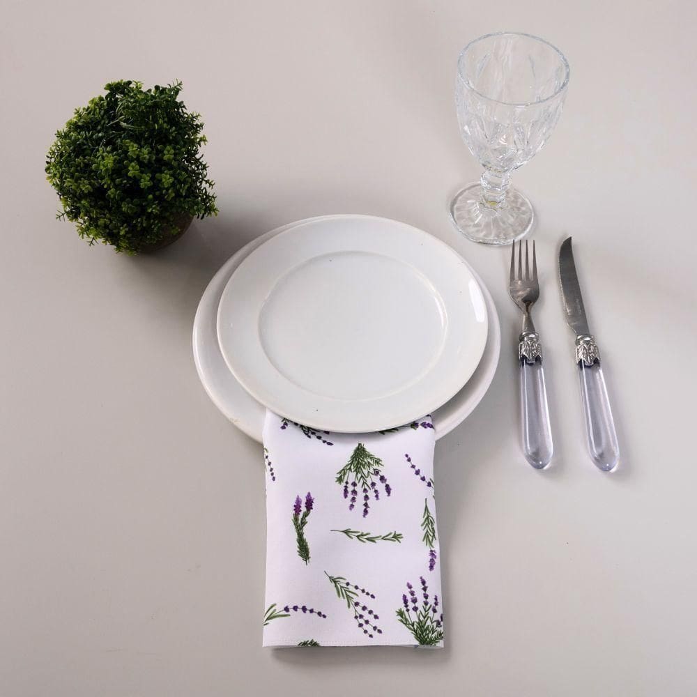Kit 2 Guardanapos De Tecido Estampado Allegra 2 Peças 35cm X 35cm 100% Poliéster - Lavanda