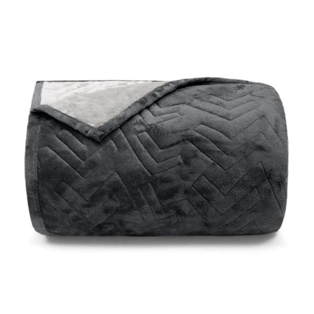 Cobertor Buettner Casal Flannel Plush 100% Poliéster Dupla Face 220mx240m Metal Escuro / Metal Claro