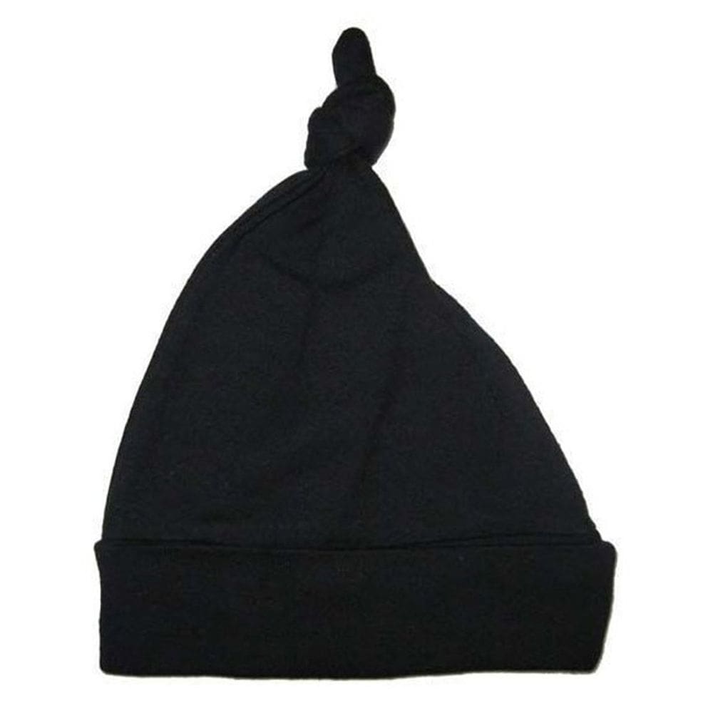 Boné de bebê Bambini Black Knotted 100% algodão para 0 a 18 meses