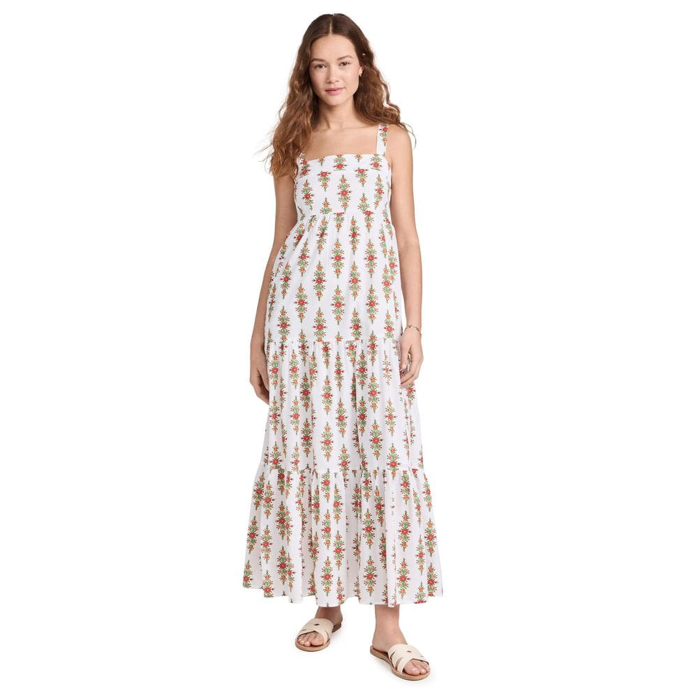 Vestido Banjanan Daniella para mulheres com estampa de coco em branco