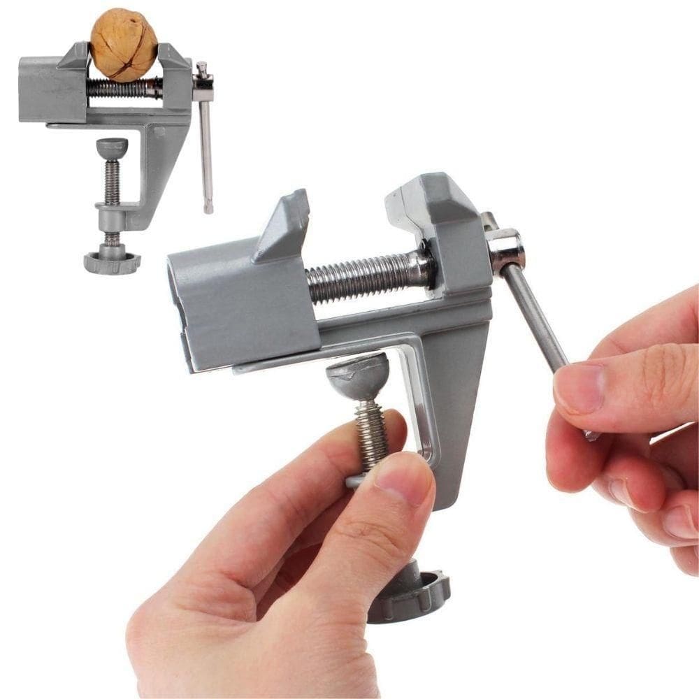 Morsa Bracadeira Torno Mini Bancada 35mm Base Fixa Ajustavel Portatil Compacto Aco Carbono