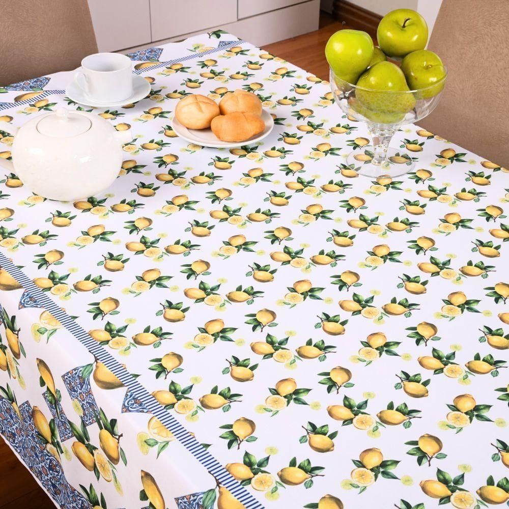 Toalha De Mesa Estampada Allegra 1 Peça 4 Lugares 100% Poliéster - Limão