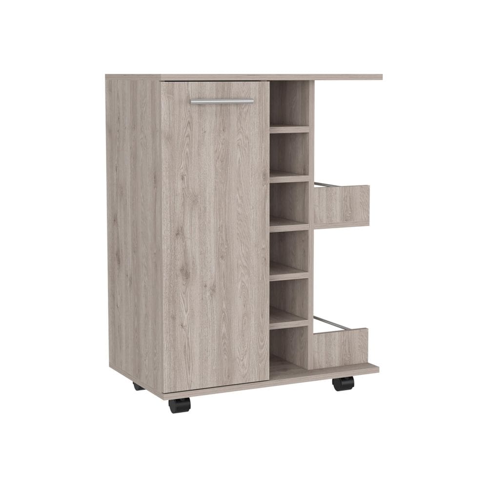 Bar Cart Tuhome Duas prateleiras externas com prateleira e armário para vinhos