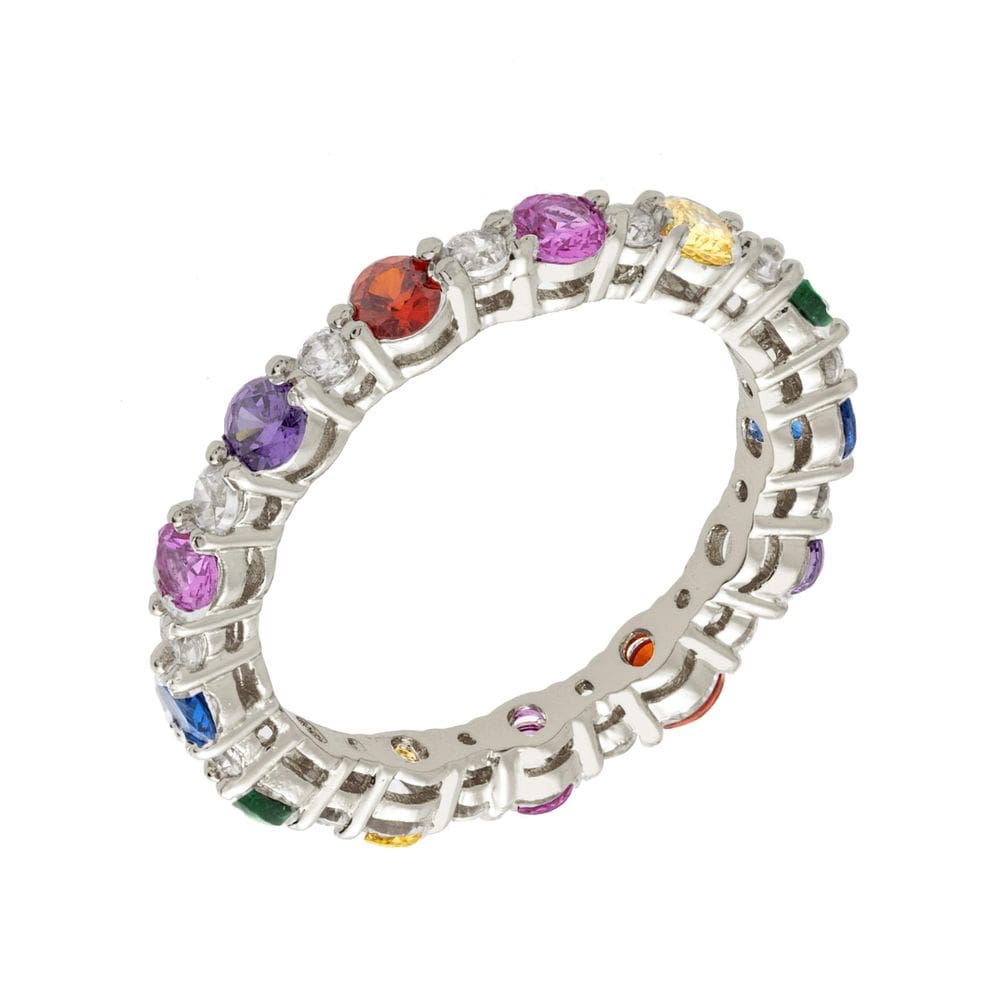 Anel ELEGANT CONFETTI Paris banhado a ouro branco 18k CZ tamanho 6