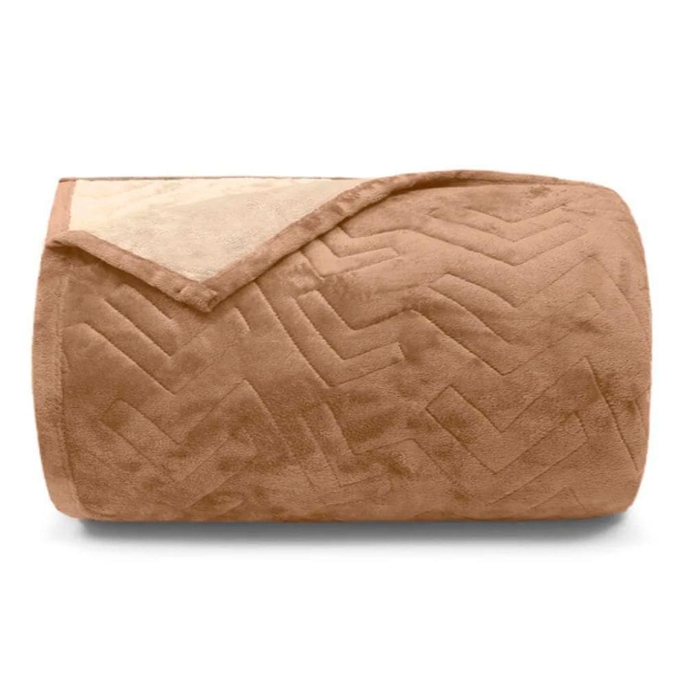 Cobertor Buettner Queen Flannel Plush 100% Poliéster Dupla Face 240mx260m Khaki Escuro / Khaki Claro
