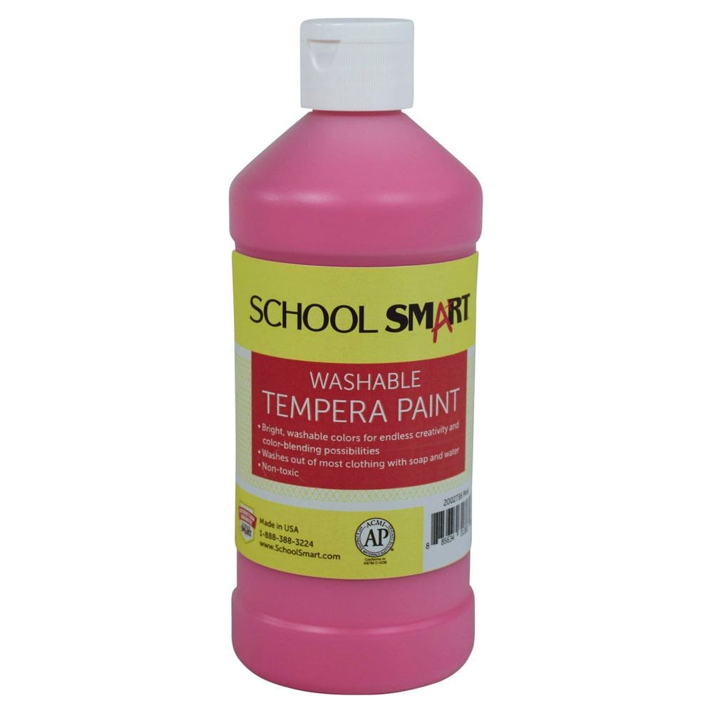 Frasco de 473 ml lavável lavável Paint School Smart Tempera Pink