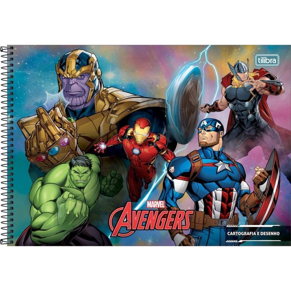 Caderno Desenho Univ Capa Dura Avengers 80Fls.