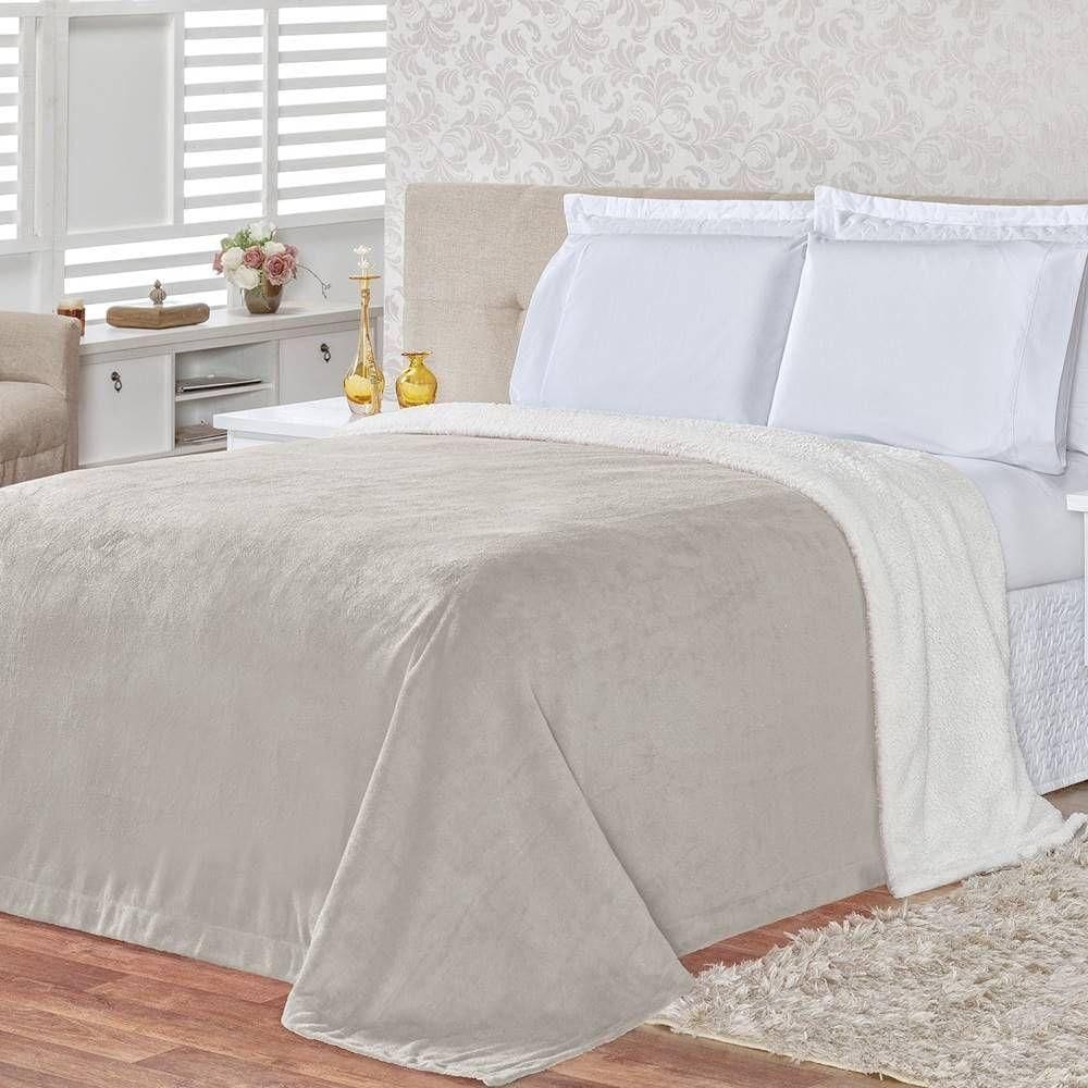 Cobertor Pele De Carneiro Sherpa Alaska Queen 01 Peça - Cinza