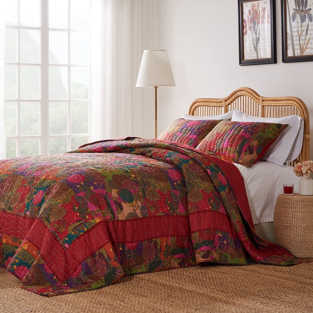 Conjunto de colchas Greenland Home Jewel Cotton Kantha acolchoado