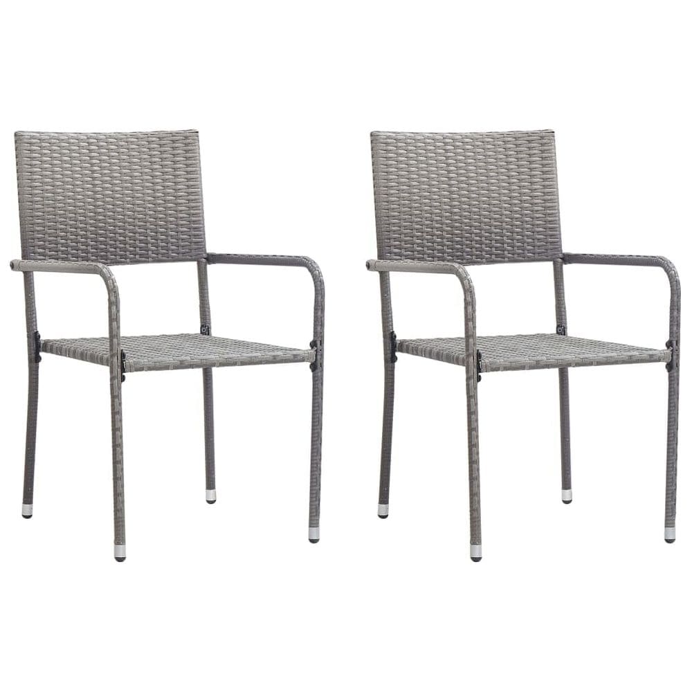 Cadeiras de jantar de jardim vidaXL Empilháveis Grey Poly Rattan x2