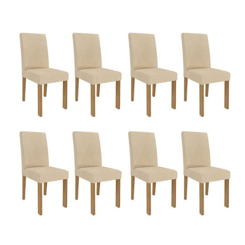 Kit 8 Cadeiras para Sala de Jantar Estofadas maia Marrom/Gengibre