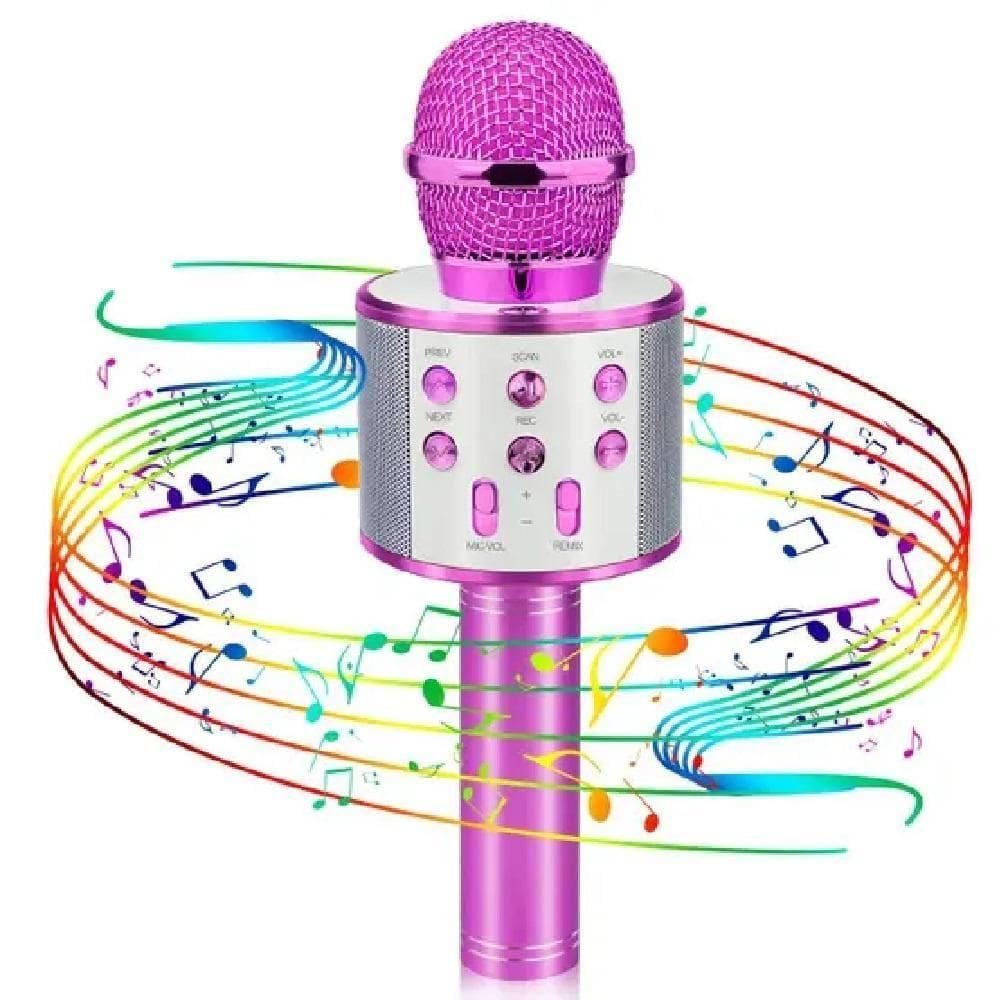 Microfone Karaokê Bluetooth Portátil Infantil Sem Fio Alto-falante Show Festa Escola Youtuber Roxo