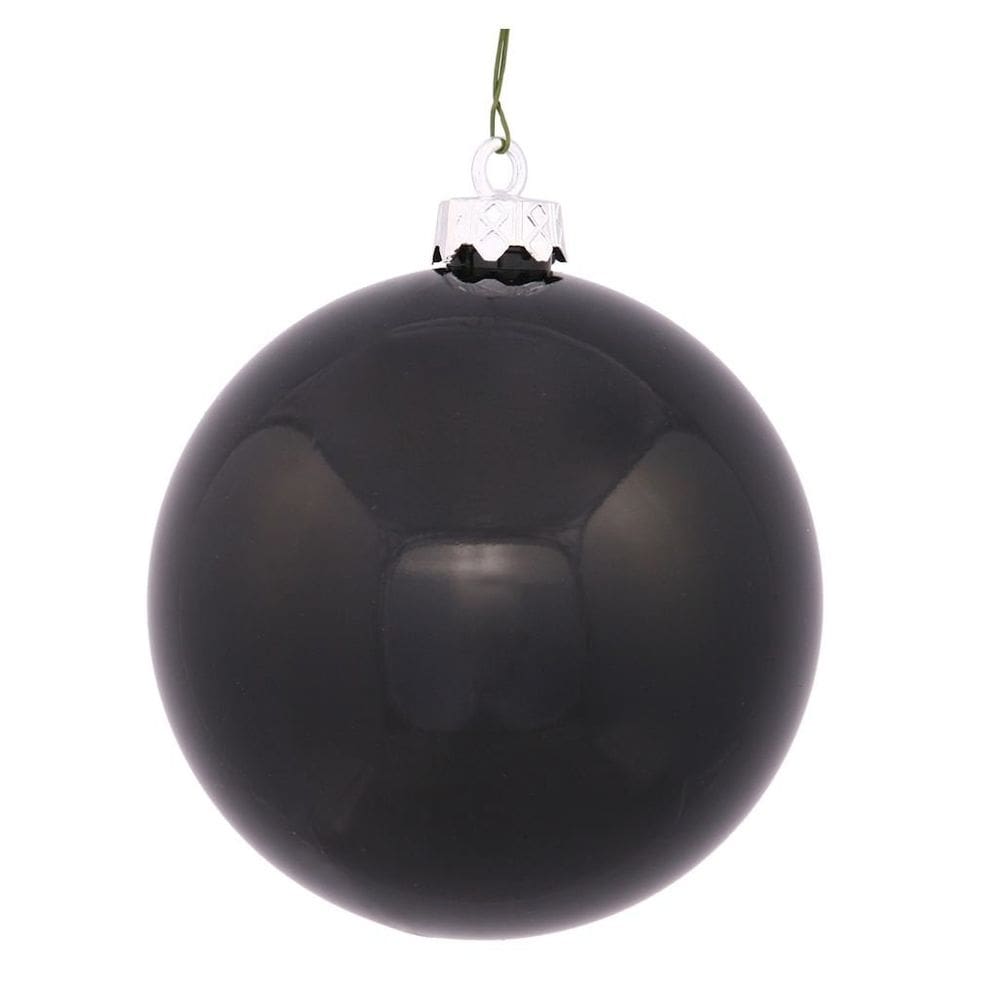 Enfeites de Natal Vickerman de 2,4” Black Shiny Ball, pacote com 24