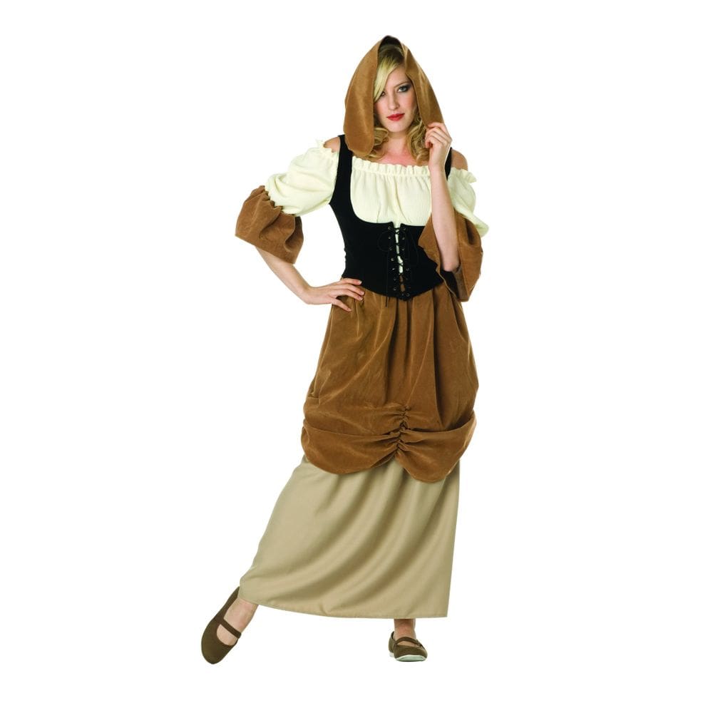 Fantasia RG Trajes com capuz, camponesa colonial, marrom/bronzeada