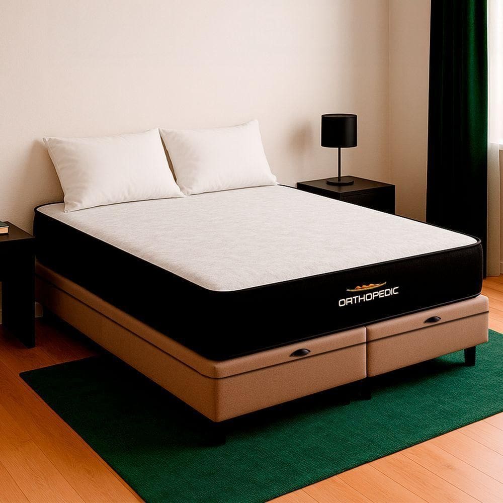 Cama Box Baú King Bege E Colchão Orthopedic D33 Vstore