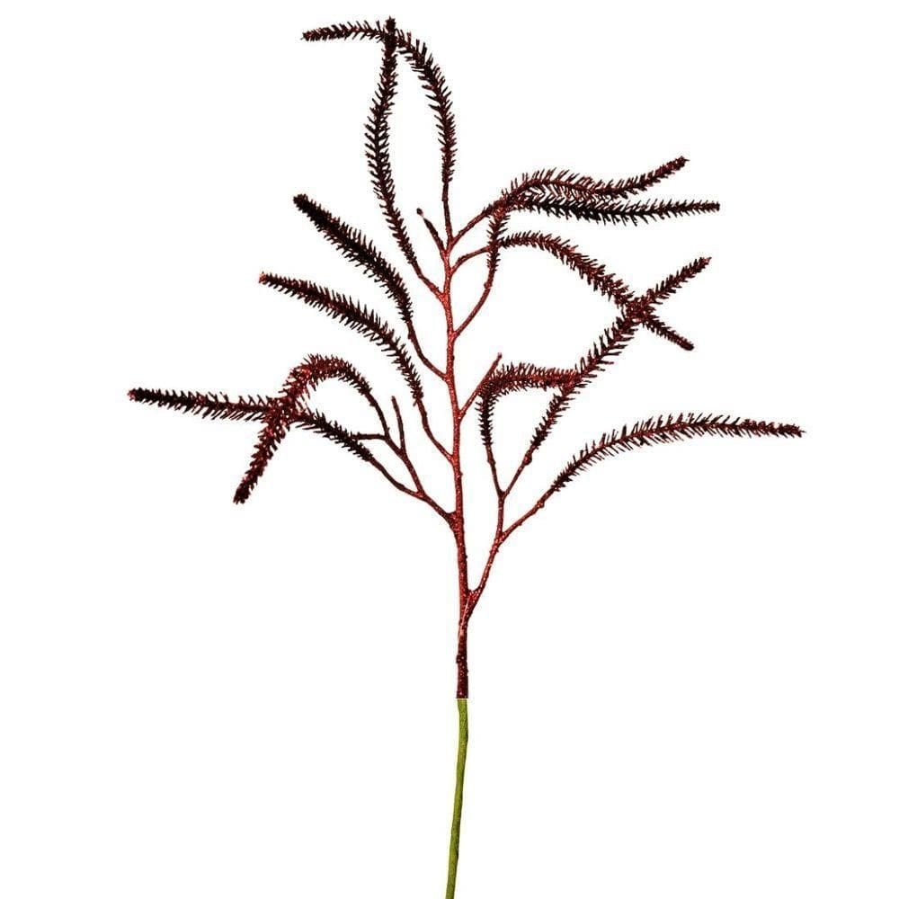 Galho Decorativo Natal Pinheiro Glitter Vermelho Luxo 43cm - Bela Flor