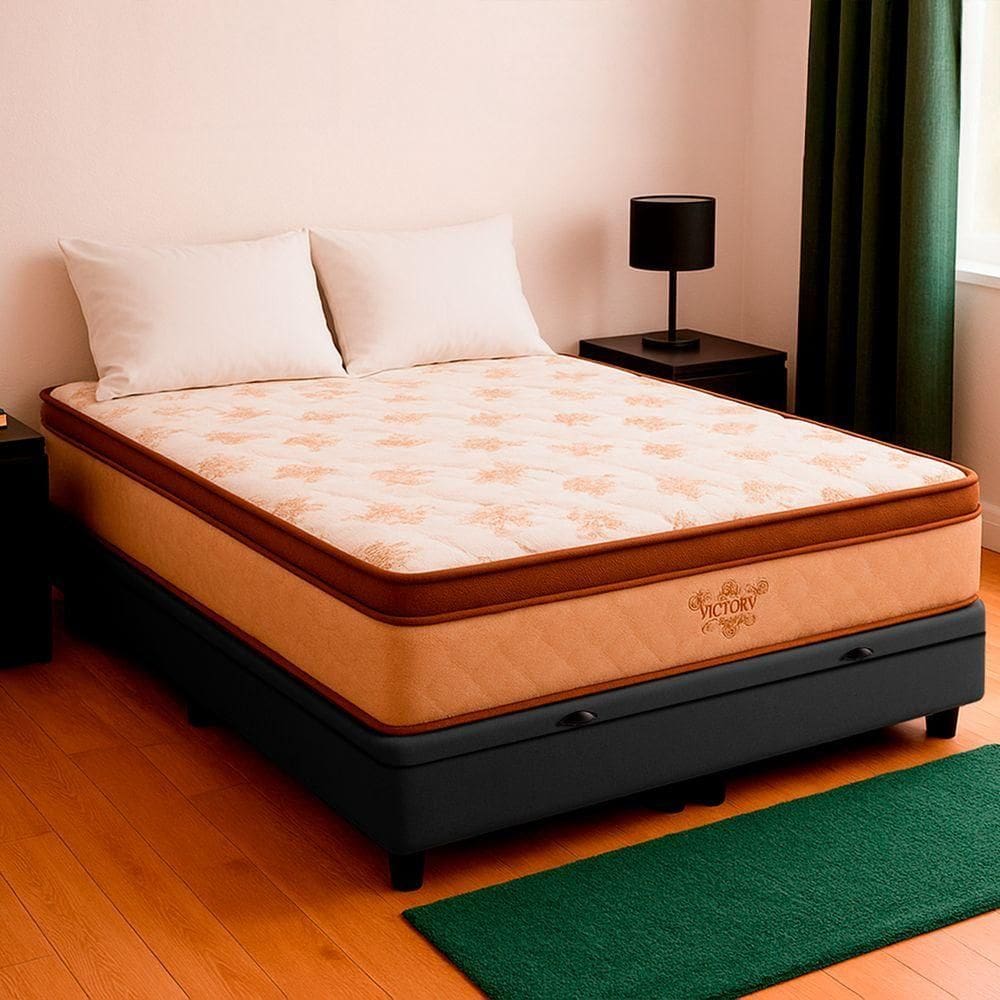 Cama Box Casal Cinza E Colchão Four Season Molas Vstore