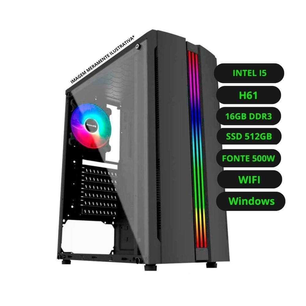 Computador CPU Gamer Intel Core i5 16GB DDR3 SSD 512GB Wifi Fonte 500w Bivolt
