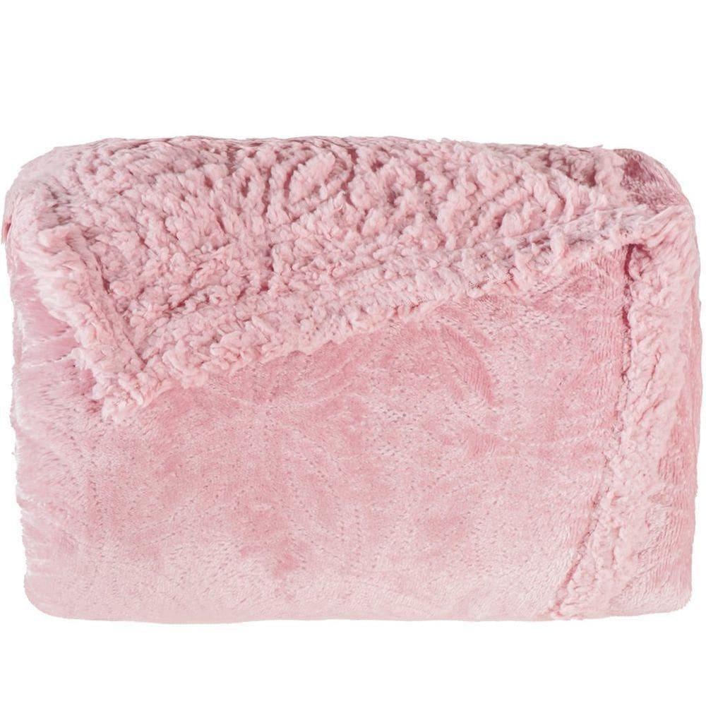 Cobertor Casal Sherpa Toque Pele De Carneiro Dupla Face 180x220cm Old Rosê