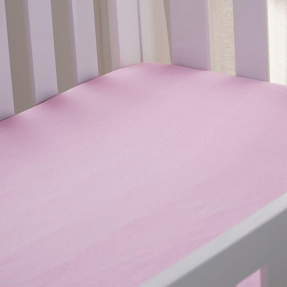 Lençol De Berço Com Elástico Malha 100% Algodão 125g-m² 70x130x15cm Rosa