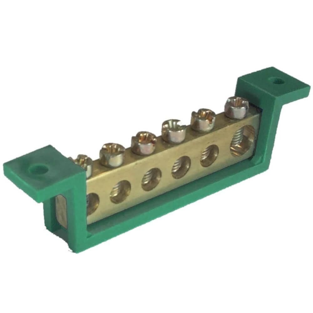 Barramento Terra 6 Terminais Verde Fixo 70mm - Sbt6 - Steck