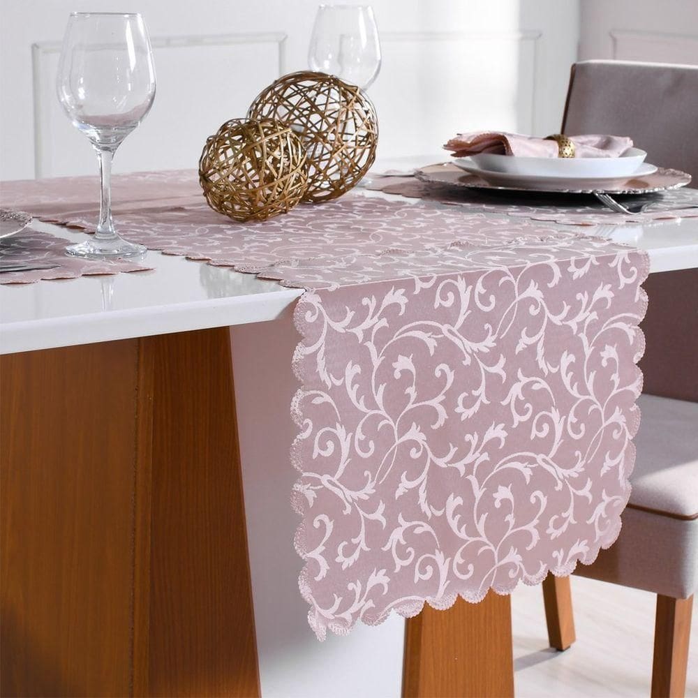 Trilho De Mesa Jacquard Impermeável 40x140 Areia