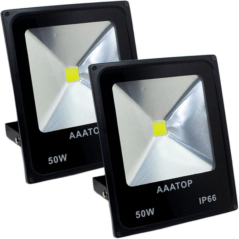 Kit 4 Refletor Led Holofote Externo Jardim Muro 50w Branco