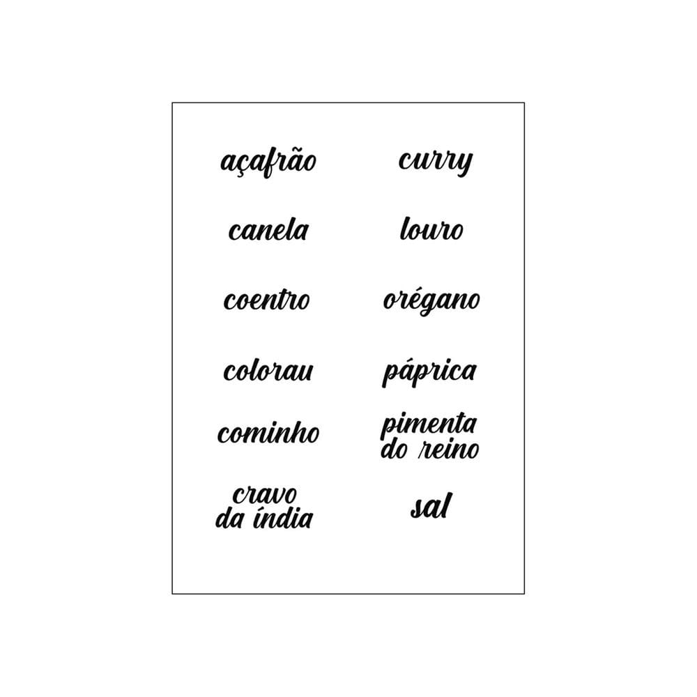 Etiquetas Adesivos Kit 12 Temperos Organizar Cozinha