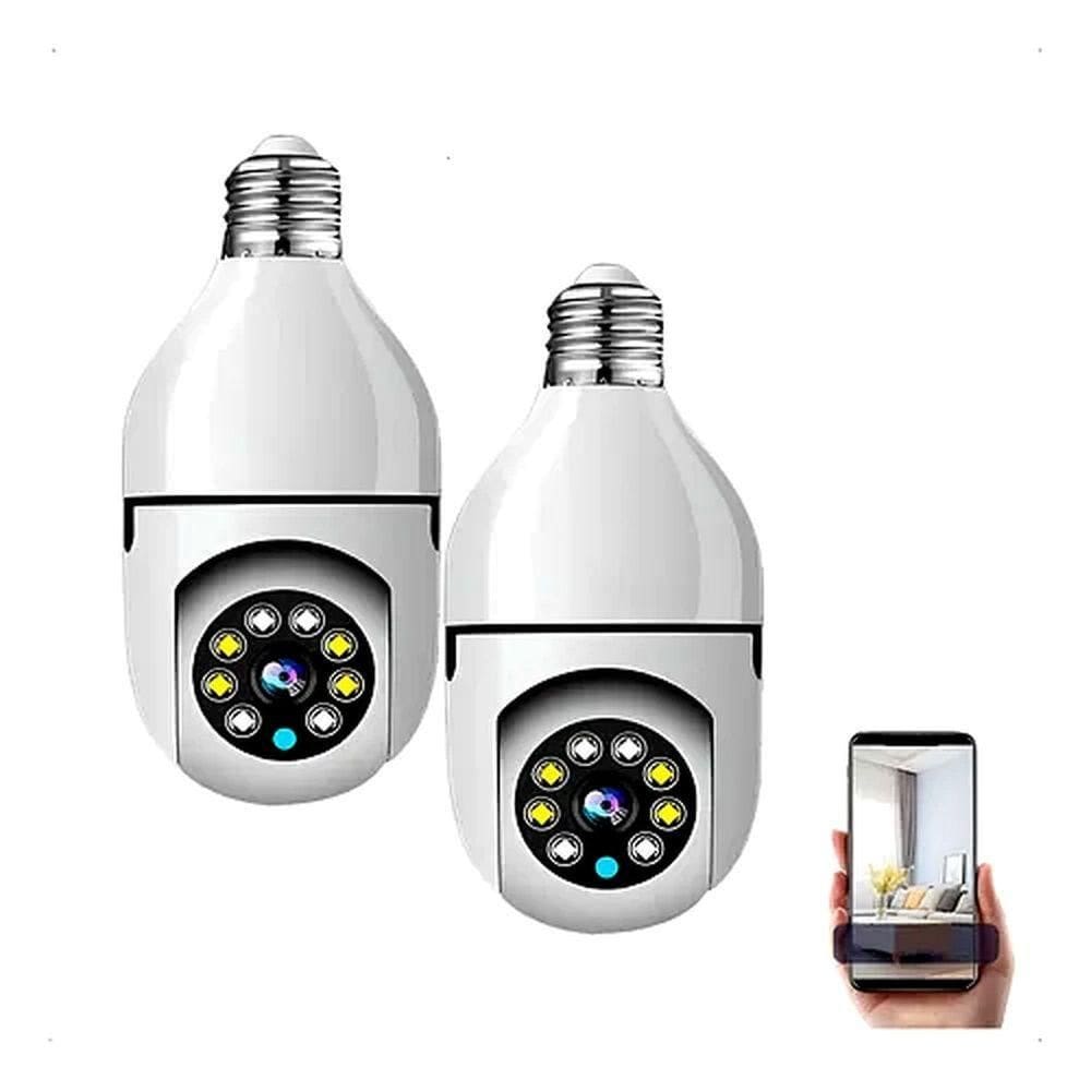 Câmera De Segurança Wifi Ip Lampada Full Hd Visão Noturna - Kit 2