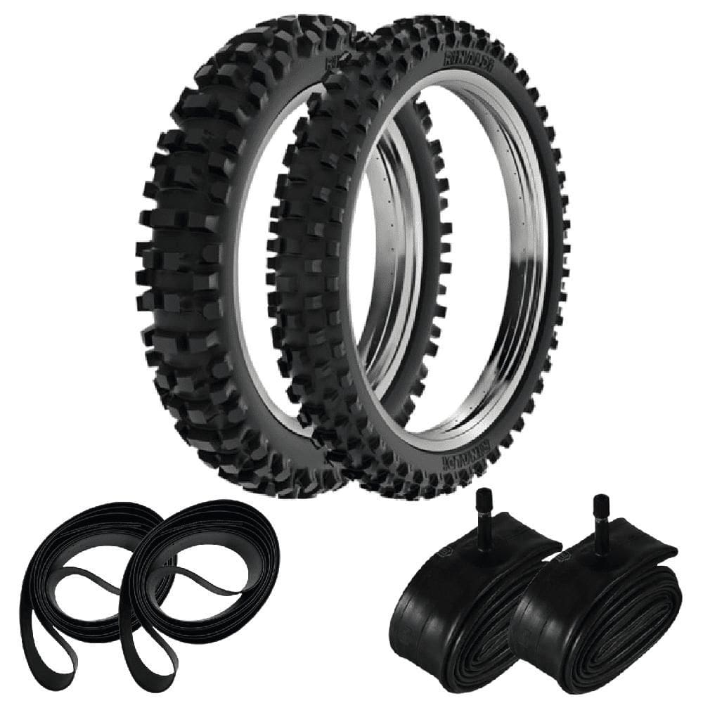 Par Pneu Trilha Bros 150 Bros 125 100/90-17 + 90/90-19 Sh31 Rinaldi + Camaras + Cintas