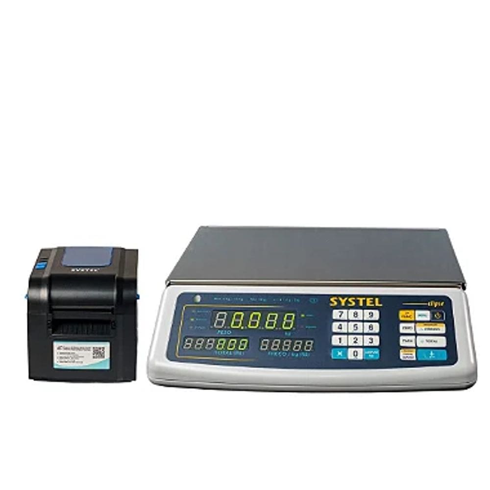 Combo Balança Systel Clipse 15kg Branca + Impressora Térmica Quo Novo
