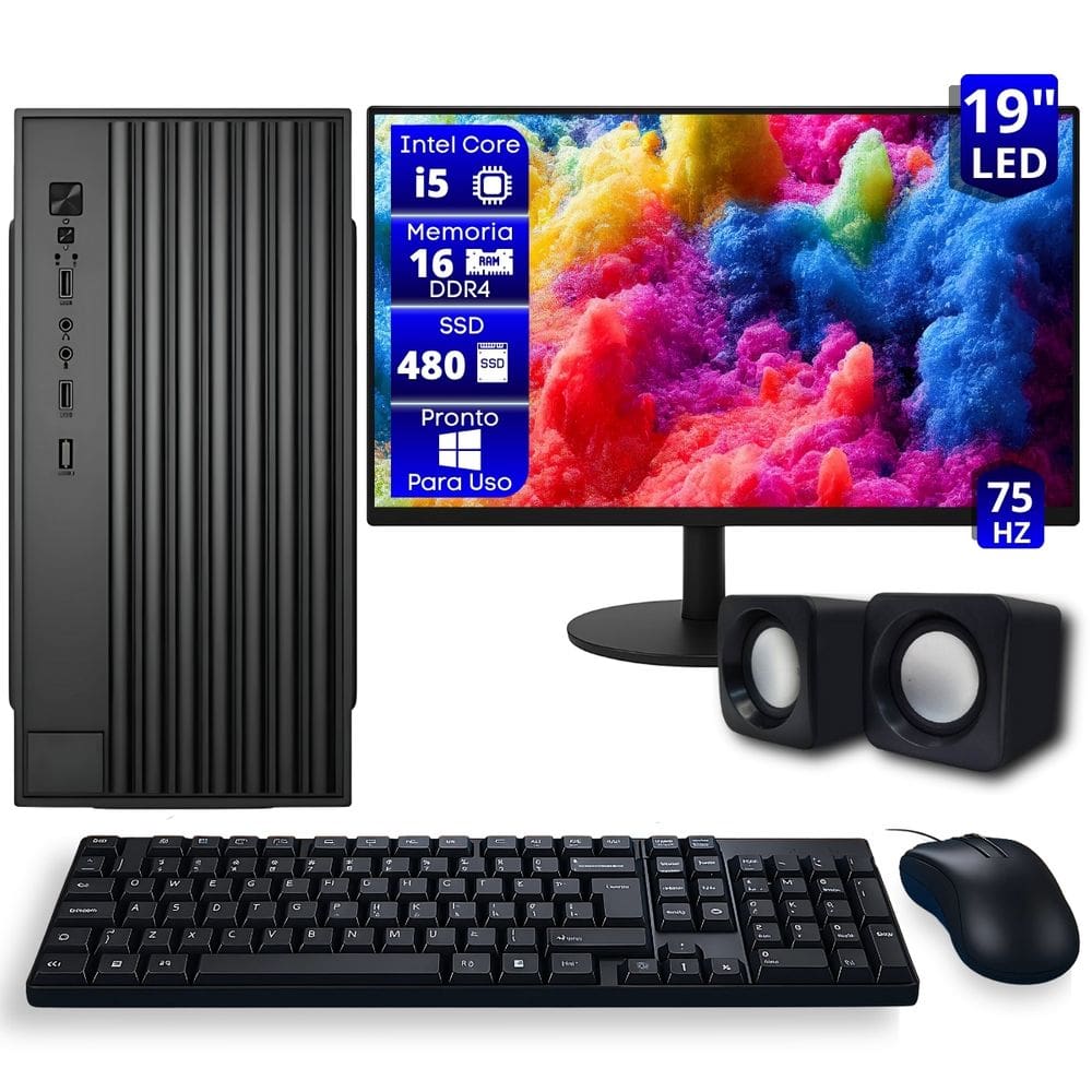 Pc Completo Kit Intel I5 3°g 16gb 480gb Monitor 19 Caixa Som 480 Gb 16 Gb Video Integrado