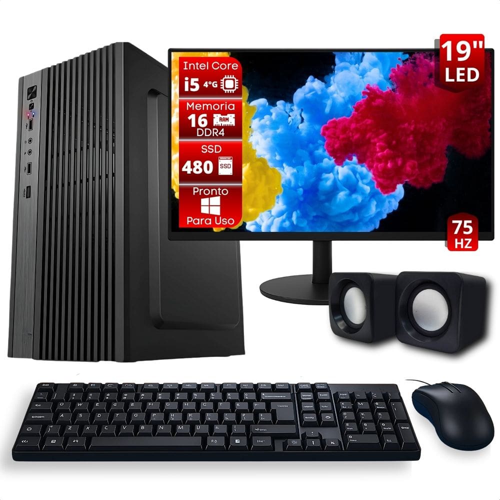 Pc Completo Kit Intel I5 4°g 16gb 480gb Monitor 19 Caixa Som 480 Gb 16 Gb Video Integrado