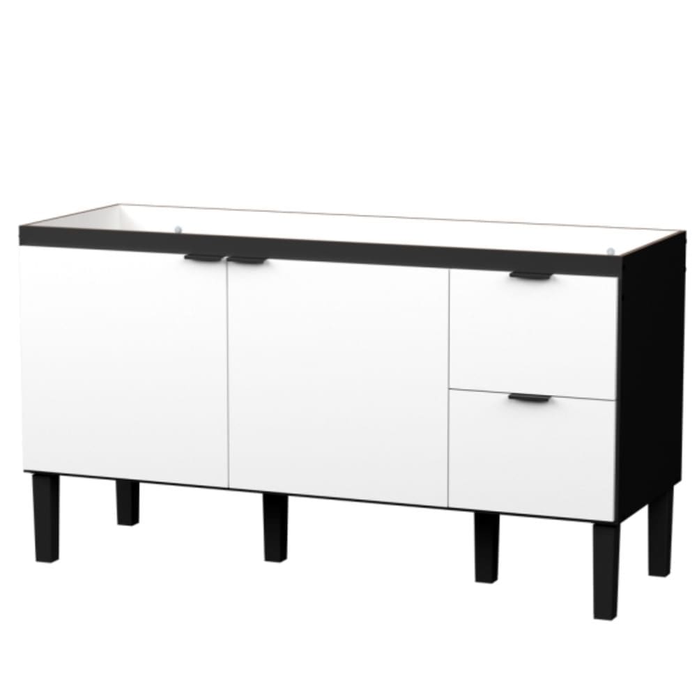 Gabinete em Madeira Colibri Branco e Preto para Pias de 1,50 Metro com 2 Portas e 2 Gavetas - P101149 - COZIMAX