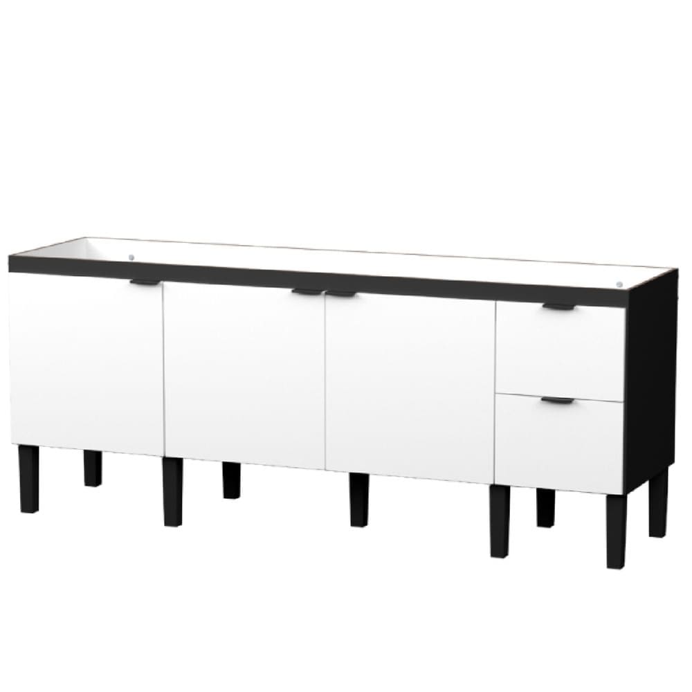 Gabinete em Madeira Colibri Branco com Detalhes Preto para Pias de 2,00 Metros com 3 Portas e 2 Gavetas - P101151 - COZIMAX