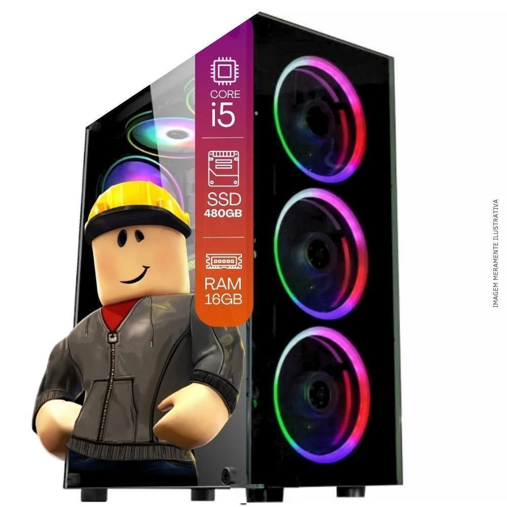 Computador PC Gamer TOB Intel Core i5 SSD 480GB 16GB Windows 10 Pro Trial