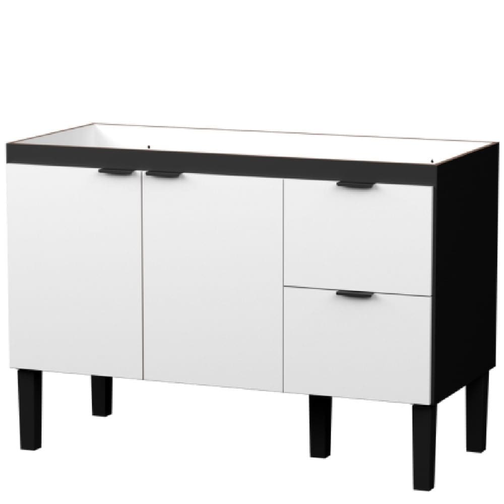 Gabinete em Madeira Colibri Branco e Preto para Pias de 1,20 Metro com 2 Portas e 2 Gavetas - P101145 - COZIMAX