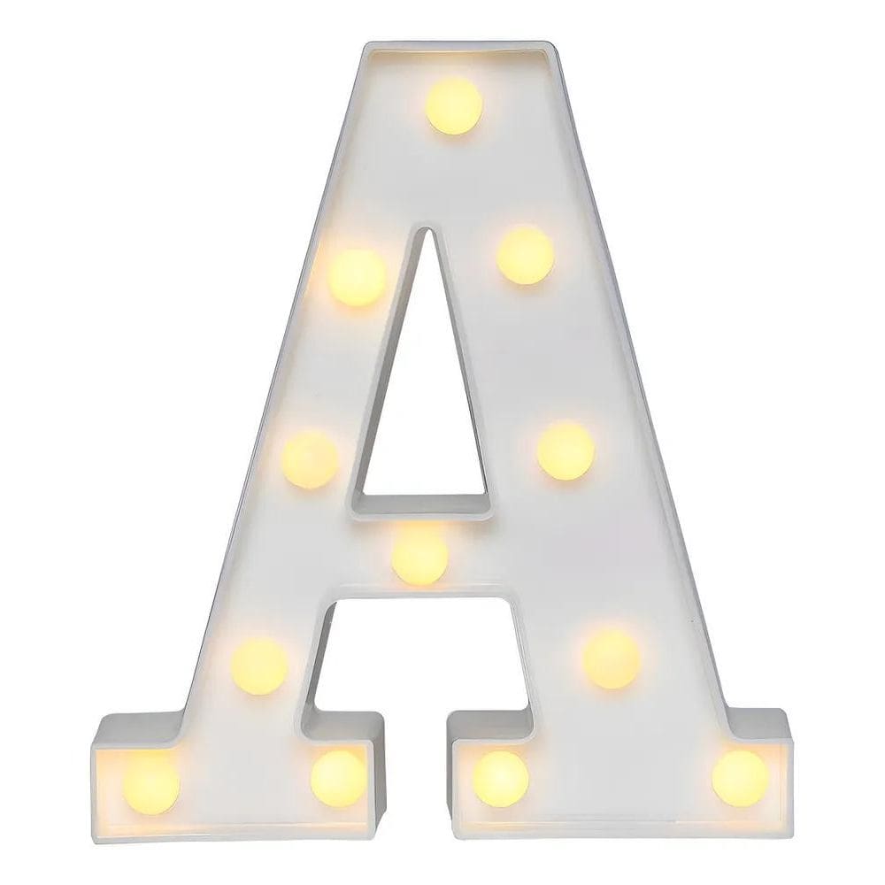 Luminária Decorativa Led 3D Letra A Branca 21Cm Decor Festa