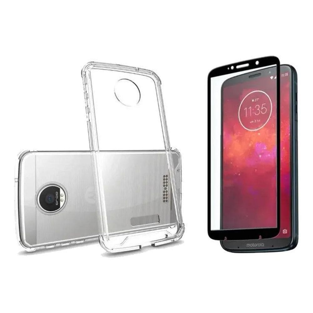 Kit Case Capa Proteção Para Motorola Moto Z3 Play + Pelicula