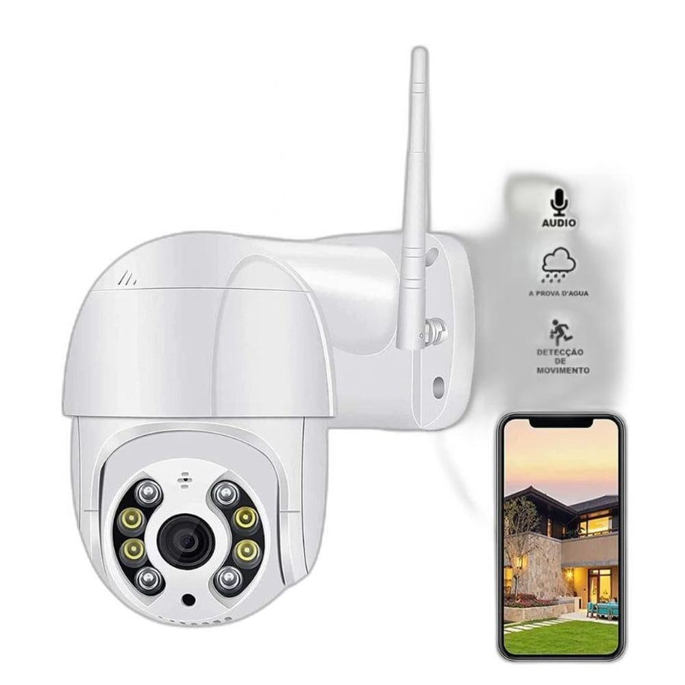 Câmera Vigilância Ip Wifi Externa À Prova D`Água Visão