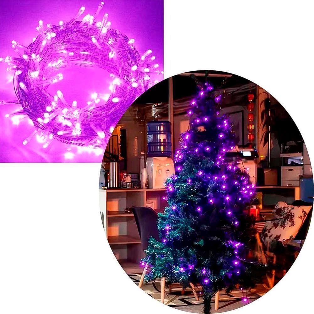 Pisca Cordão Varal Natal 200 Lâmpadas Leds Roxo De 17m 220v