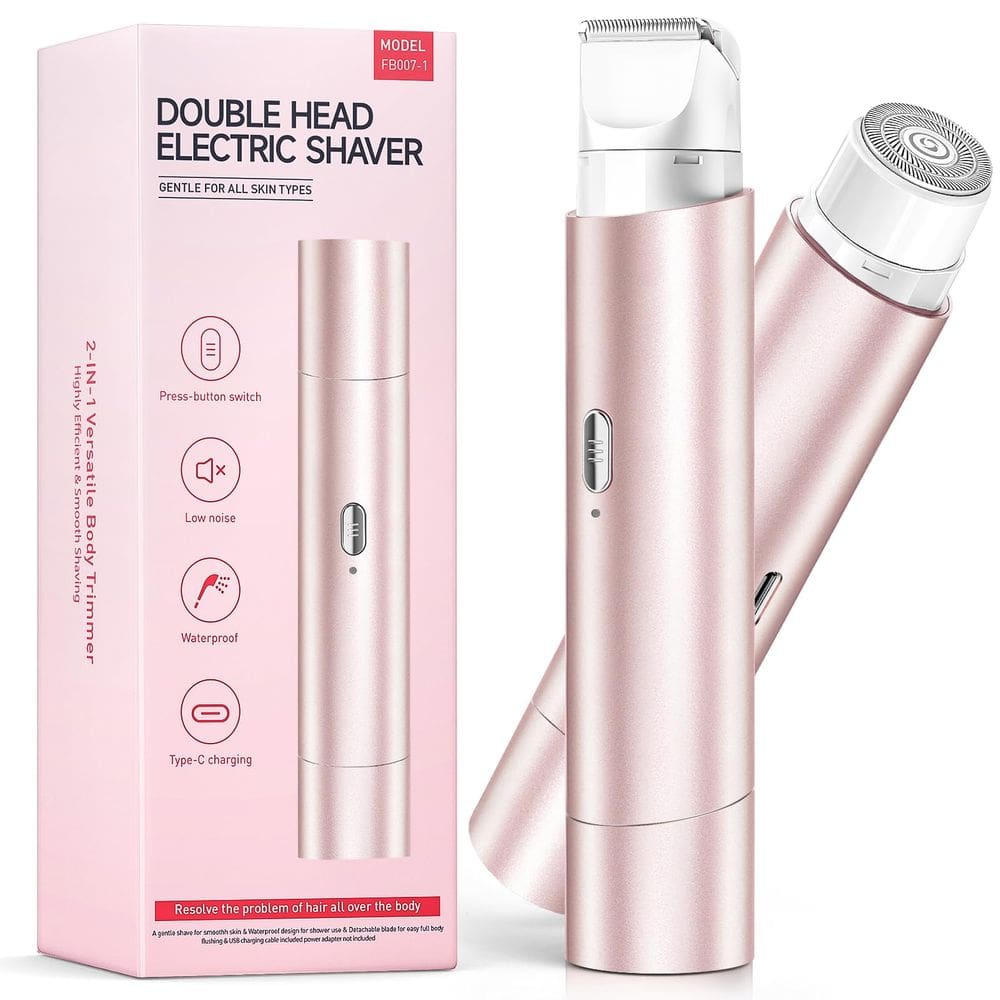 Aparador de biquíni Qwedcxza, barbeador de cabeça dupla para mulheres, bege