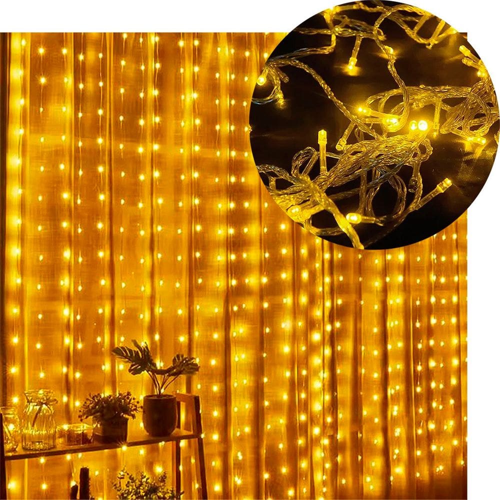Pisca Cortina Natalina 520 Lâmpadas LEDs Amarelo 220v 5x2m
