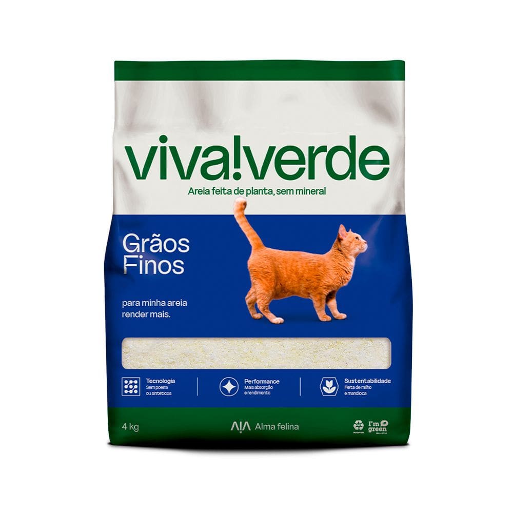 Areia Higienica Viva Verde Grãos Finos 4kg